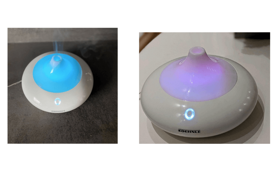 Der Soehnle Ravenna Aroma Diffuser leuchtet in unterschiedlichen Farben